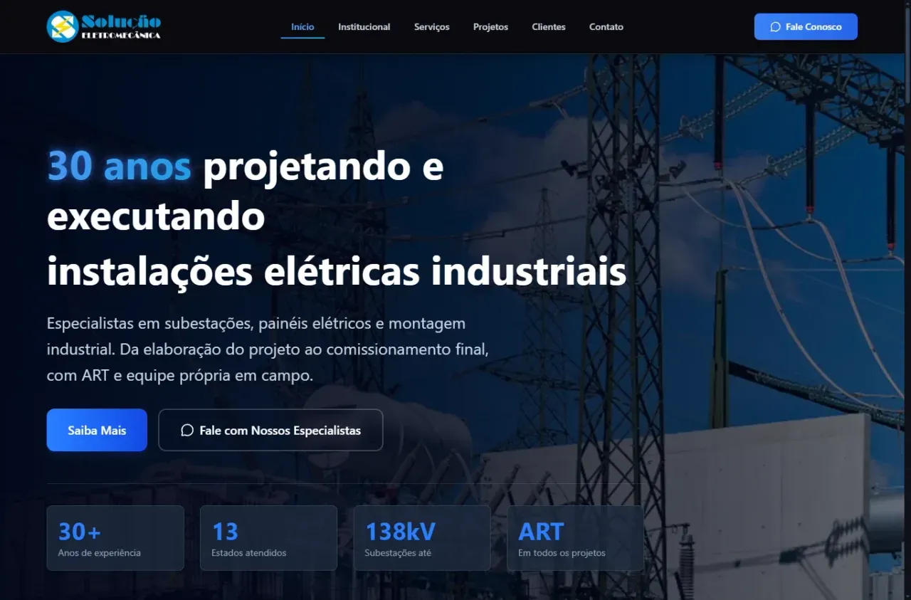 Solução Eletromecânica — Site Institucional — capa