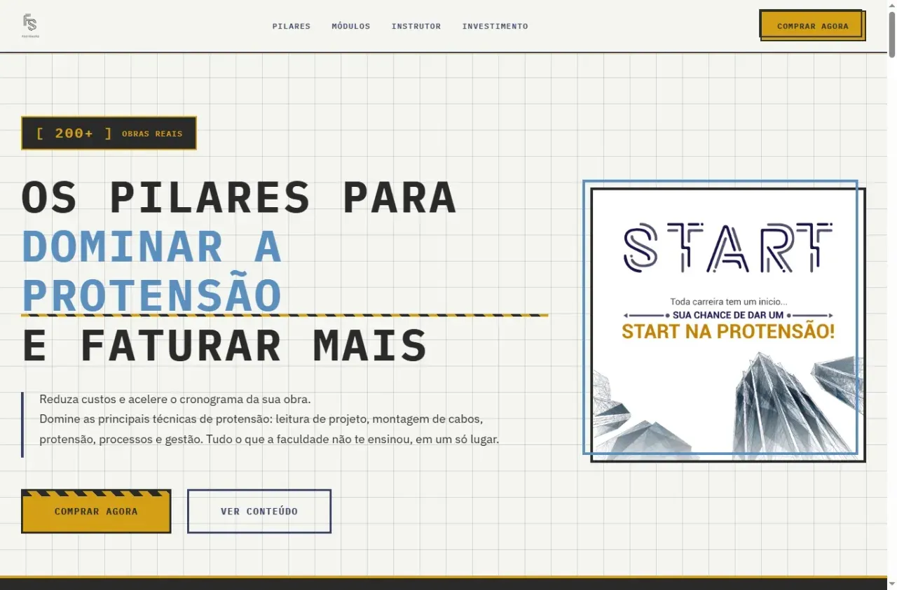 Start na Protensão — Landing Page — capa